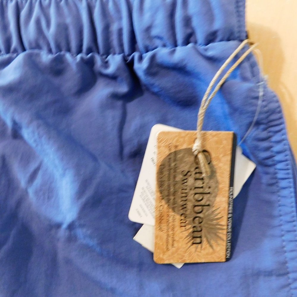 Caribbean Swimwear Shorts Trunks XL Blue Mesh Lining Elastic Waist NEW - Picture 5 of 8